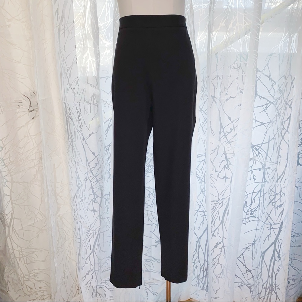 St. John black cotton high waisted slim fit crop pants